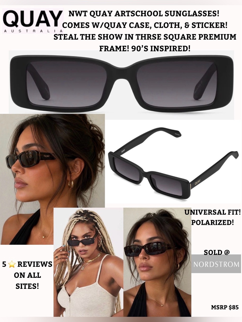 NWT! QUAY ARTSCHOOL SUNGLASSES! AWESOME-NESS! THEY ARE BLACK! 5 ⭐️ REVIEWS!